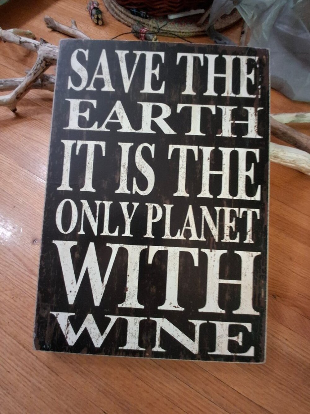 Save the Earth it is the Only Planet with Wine Box Frame Wall Art